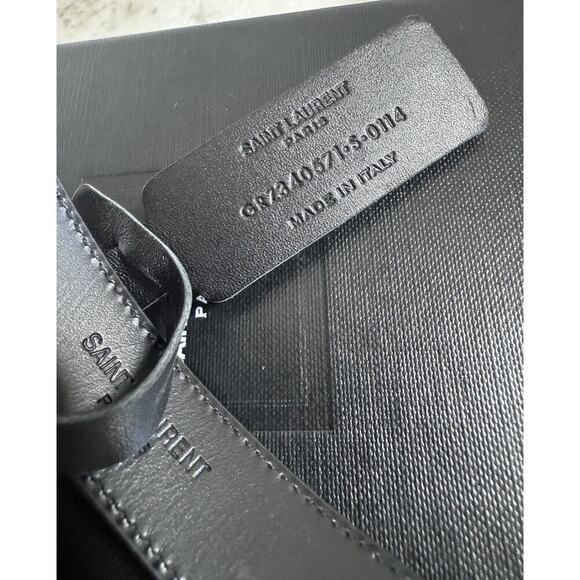 Auth Saint Laurent YSL Black Leather Stud Bracelet Small Sized Metal - Picture 14 of 16